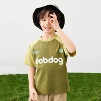 BoBDoG/巴布豆 凉感防晒透气速干儿童短袖T恤 橄榄绿 90