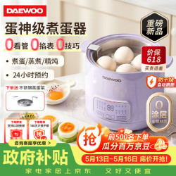大宇 煮蛋器 蒸蛋器 智能定时自动断电 煮鸡蛋神器温泉蛋 家用小型蒸蛋羹神器 0涂层不锈钢内胆DZ06