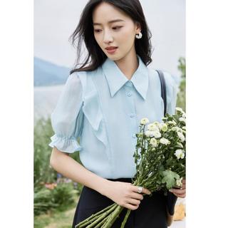 秋水伊人 莱赛尔垂感翻领衬衫