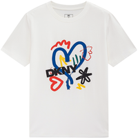 DKNY 唐可娜儿爱心手绘LOGO印花短袖女士T恤