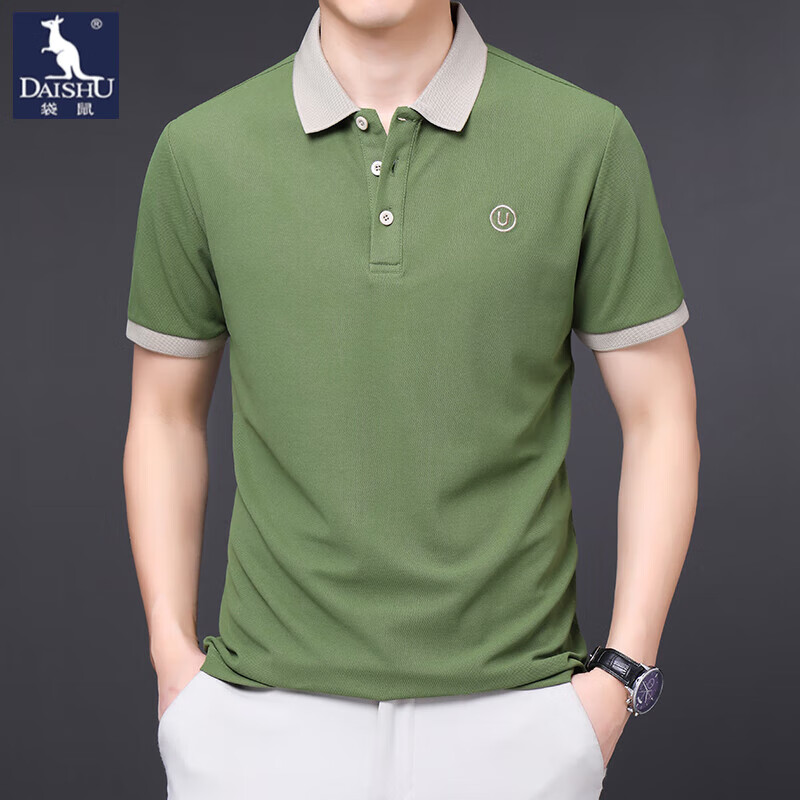 袋鼠 T205 冰丝透气 绿色 L 男士Polo衫
