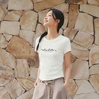 森马 正肩修身褶皱收腰 女士短袖T恤