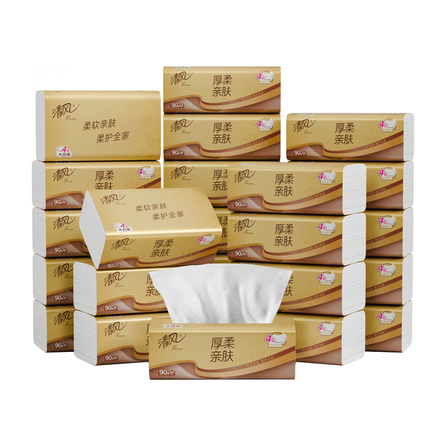 清风 抽纸 厚柔4层90抽×24包 170mm×154mm 整箱