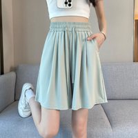 韩丝依 冰丝阔腿五分裤 女 夏季薄款显瘦垂感速干宽松休闲裤
