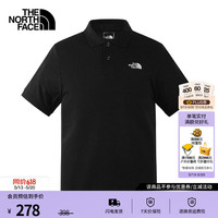 北面 短袖T恤男春夏吸湿排汗POLO衫户外休闲翻领舒适半袖上衣87UX JK3/黑色 2XL /185