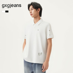 gxgjeans 刺绣 男士Polo衫 L 白色