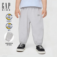 Gap/盖璞 男幼童吸湿速干logo印花松紧腰休闲束脚裤 浅灰白 110cm