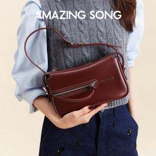 送礼佳品：Amazing Song 【520礼物】乙颂牛皮甜酒麻将包手提单肩斜挎小方包真皮女包