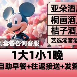 迪士尼1大1小早鸟票+1晚含早+接送