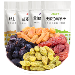 楼兰丝路 新疆四色葡萄干1000g 一级黑加仑无核白树上黄红提零食蜜饯