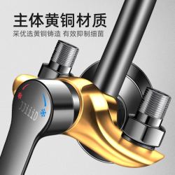 匠丁 专利挂墙式明装明管厨房水龙头冷热黄铜水槽菜盆洗衣池混水阀家用 朝上小弯-免打孔/打孔