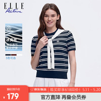 ELLE Active 披肩条纹毛织T恤女款运动T恤