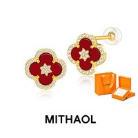 MITHAOL 红玛瑙四叶草耳钉