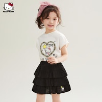 Hello Kitty 女童夏季短袖短裙两件套 白色 130