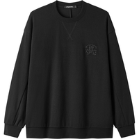 gxgjeans 【限时五折】 美式肌理感立体绣花简约宽松圆领卫衣 黑色