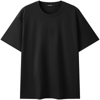 gxgjeans 简约字母宽松圆领短袖T恤 黑色 M(170)