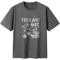 gxgjeans 灰色字母印花宽松圆领短袖T恤 深灰色 M