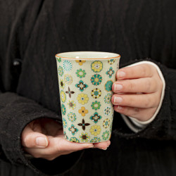 茉舟 汝窑圆筒可乐杯 百花齐放 120mL 茶杯
