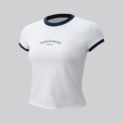 lululemon 女士棉混纺滚边短款 T恤 *图案款