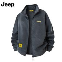 Jeep 摇粒绒外套 男士立领加绒开衫夹克