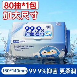 蓝漂 99.9%抑菌湿巾80抽大包家用婴儿手口清洁湿纸巾