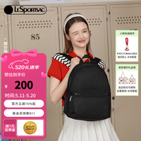 LeSportsac 乐播诗简约纯色包包女包双肩包背包休闲通勤电脑包书包 黑色
