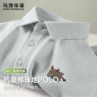 马克华菲 棉珠地短袖POLO衫 豆绿 JMK豹纹小恶魔 2XL