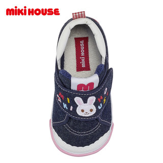 MIKI HOUSE 日本制女宝宝学步鞋 靛蓝色 内长15cm