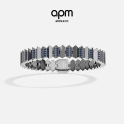 APM Monaco 海军蓝Up and Down手链深灰宽版520礼物