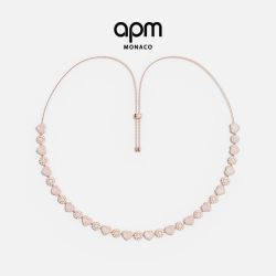 APM Monaco 粉母贝心相连可调节项链女高级轻奢首饰520礼物