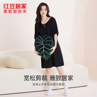 红豆男装 女士短袖家居服套装 优雅黑 L