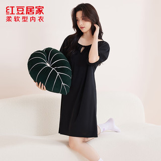 红豆男装 女士短袖家居服套装 优雅黑 L