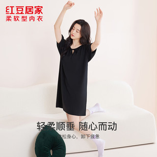 红豆男装 女士短袖家居服套装 优雅黑 L
