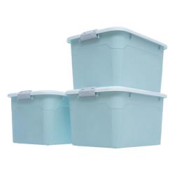 禧天龙 加厚强韧塑料收纳箱 55L 樱草蓝 3个装