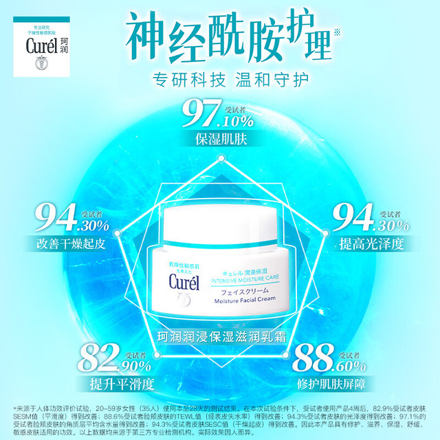 珂润 补水保湿舒缓修护敏感肌护肤品 520礼物 保湿面霜40g