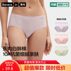 蕉内 银皮338S女士内裤纯棉10A抗菌40支白胖棉透气防夹臀中腰三角裤3件 青瓷+慕斯粉+粉紫 M