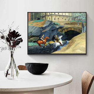 艾风格 现代艺术挂画 霍普风风景人物 A款 30*40cm 黑色边