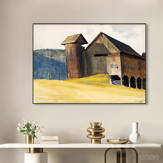 艾风格 现代艺术挂画 霍普风风景人物 A款 30*40cm 黑色边