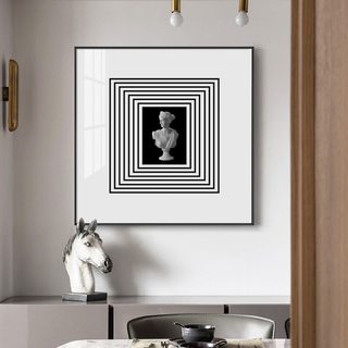 艾风格 现代简约黑白线条人物挂画 30*30cm 黑边纹理 A款