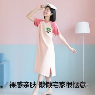 有棵树 女士抗菌纯棉睡裙 淡粉 L