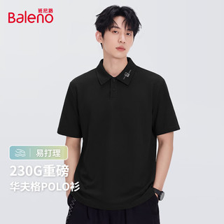 班尼路 华夫格抗皱透气 POLO衫 黑 XL