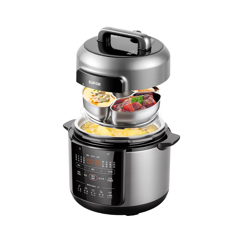 苏泊尔 SY-50YC5050 有钛0涂层 5L 电压力锅+三叶蒸屉