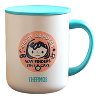 THERMOS 膳魔师 咖啡杯牛奶杯不锈钢茶杯男女生日礼物简约水杯带盖  露营系列440ml