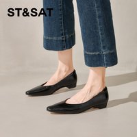 ST&SAT 星期六 头层牛皮尖头浅口坡跟单鞋 SSE1111B1S