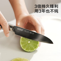 OOU! 银钛飞鸟系列 切菜刀厨师专用刀 黑色钛刀 家用不锈钢刀
