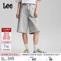 Lee 26春夏新品五袋款设计宽松直筒牛仔短裤浅灰色女显瘦潮A10030 浅灰色
