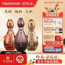 彩陶坊 仰韶彩陶坊天时地利人和三瓶组合装白酒单瓶盒装3瓶纯粮陶融香型