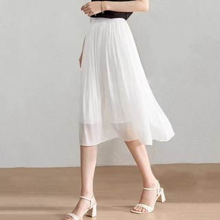 银脸狐 白色流光纱裤裙 60cm 半身裙