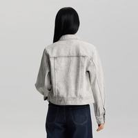 Lee 女式翻领牛仔夹克 浅灰色 M