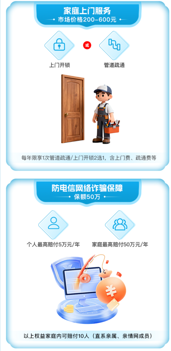 中国移动 每天不到2毛钱,人身意外+房屋+电信诈骗都能保!
